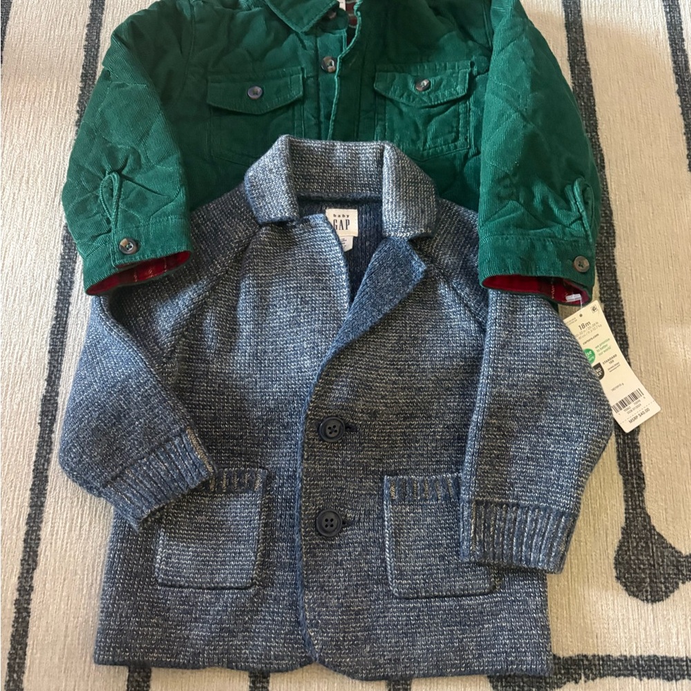 GAP Gray Knit Blazer Cardigan with Green Jacket